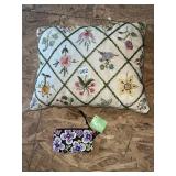 VERA BRADLEY BAG AND NEEDLE POINT PILLOW