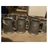NINE YOUNGWOOD PA PEWTER STEINS .
