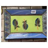 HAND PAINTED ENAMEL TRAY 2012 SIGNED ON BACK 12X9