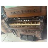PUMP ORGAN W/ 5 STOPS, CARVED FRONT - NO STEPS