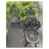 3 CAST IRON ARMLESS CHAIRS