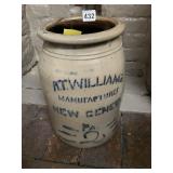 R.T. WILLIAMS MFG CROCK - TAPED CRACK & CHIP AT