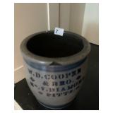 BLUE GRAY CROCK W. D. COOPER & BROS. NUMBER 7