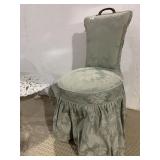 LIGHT GREEN ACCENT CHAIR W/ SKIRT AND BOW ON BACK