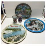 OLDE FROTHINGTON BEER CANS, TIN SOUVENIR TRAYS
