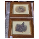 2 FRAMES W/ PRINTS BURLED WOOD FRAMES
