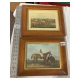 2 FRAMES W/ PRINTS BURLED WOOD FRAMES