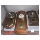2 WALL CLOCKS AND ONE 35 DAY MANTEL CLOCK