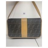 FENDI ZUCCA SHOULDER CROSS BODY LEATHER BAG BEIGE