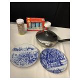 FARBER WARE PAN, WILLIAM SONOMA PLATES, ETC.