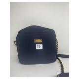 BLUE 9 WEST CROSS BODY BAG W/ BRASS TONE CHAIN