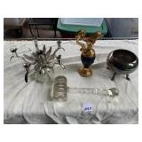 GLASS MALLET, SILVER ON COPPER SUGAR NO LID,