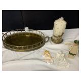 BRASS DRESSER TRAY & CANDLE HOLDER