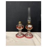 6" OIL LAMPS, DECORATIVE BULLSEYE DESIGN