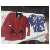 TWO HOLIDAY SWEATERS BELLE POINTE AND RED BLACK