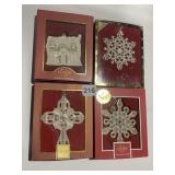 4 LENOX NEW IN BOX CHRISTMAS ORNAMENTS