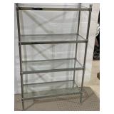 STURDY CHROME 3 TIER BEVELED GLASS SHELF UNIT 39"