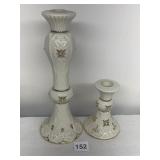 TWO LENOX CANDLE STICKS 6.5" AND 12"