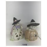 TWO LENOX CATS WITH BLACK HATS