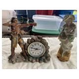 INDIAN CLOCK BATTERY OPERATED, LADY FIGURINE