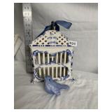CERAMIC BIRD CAGE WITH GOEBEL BLUE BIRD