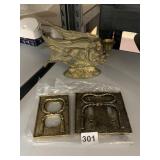 BRASS ANGEL CANDLE HOLDER, SWITCH PLATE COVER W/