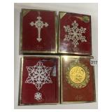 4 LENOX NEW IN BOX CHRISTMAS ORNAMENTS