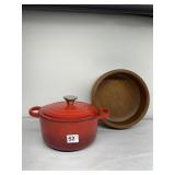 WINSOME WOOD TEAK SALAD BOWL AND ENAMELED CAST