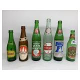 VINTAGE GLASS DRINK BOTTLES INCLUDING 7UP, DR