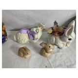 CHRISTOPHER RADKO EASTER MUG, RABBIT FIGURINES,