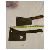 TWO CLEAVERS ONE W/O WOOD HANDLE