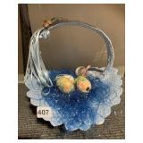 CERAMIC BASKET W/ HAND DECORATED EGGS