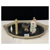 MIRRORED DRESSER TRAY, ANTRICE HAND PAINTED