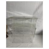 3 CLEAR HARD PLASTIC ORGANIZER BINS WITH LIDS