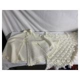 HAND CROCHETED SHELL STITCH SHAW AND CROCHETED