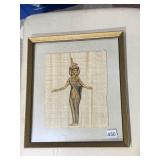 PAPYRUS EGYPTIAN ART IN FRAME UNDER GLASS