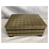 8.5X6X4 RED VELVET LINED LACQUER JEWELRY BOX WITH