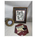 SIGNED AND NUMBER WOLF PICTURES, GOLD TONE FRAME,