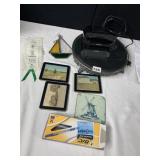 FOOTED MIRROR, COASTERS, ALARM CLOCK, ETC.