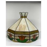 STAINED GLASS HANGING LAMP SHADE, 14"