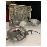 BAKING PANS, VINTAGE HAND MIXER TURQUOISE,TIMER,