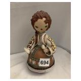 POTTERY HAND PAINTED 8" H CATHERENE HOLDING