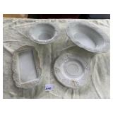 MILK GLASS BUTTER DISH, BOWL, ETC.