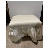 OFF WHITE OTTOMAN W/ SKIRT