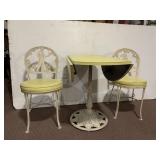 UNIQUE DROP SIDE TABLE W/ CAST ALUMINUM CHAIRS