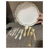 MOTHER PEARL KNIVES, HAND PAINTED PLATE, CHINESE