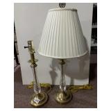 CRYSTAL CENTER LAMPS W/ BRASS BASE 1 NO SHADE