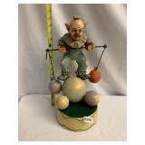 17" COMPOSITION CLOWN BALANCING ON BALLS, MADE IN