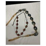 CORAL COLOR & SILVER TONE LEATHER BELTS WITH