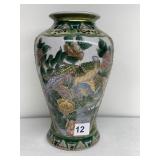 ORIENTAL VASE 10" H HAS CRACK ON EDGE